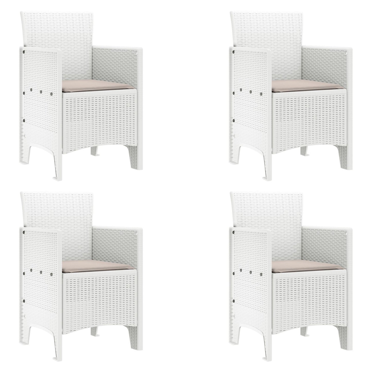 Tuinstoel Set Van 4 Met Kussens Hars Met Polyester Kussen Taupe Wit
