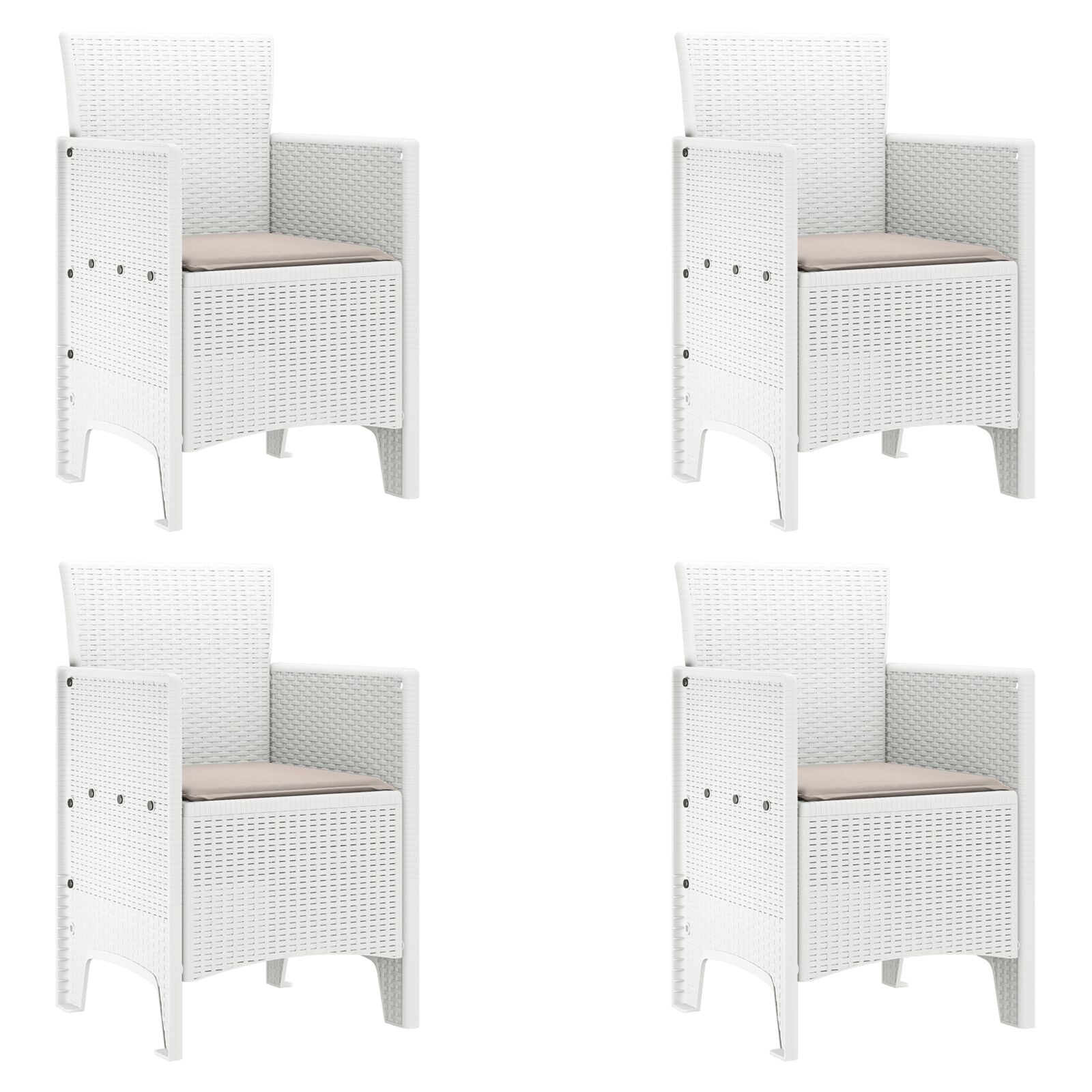 Tuinstoel Set Van 4 Met Kussens Hars Met Polyester Kussen Taupe Wit