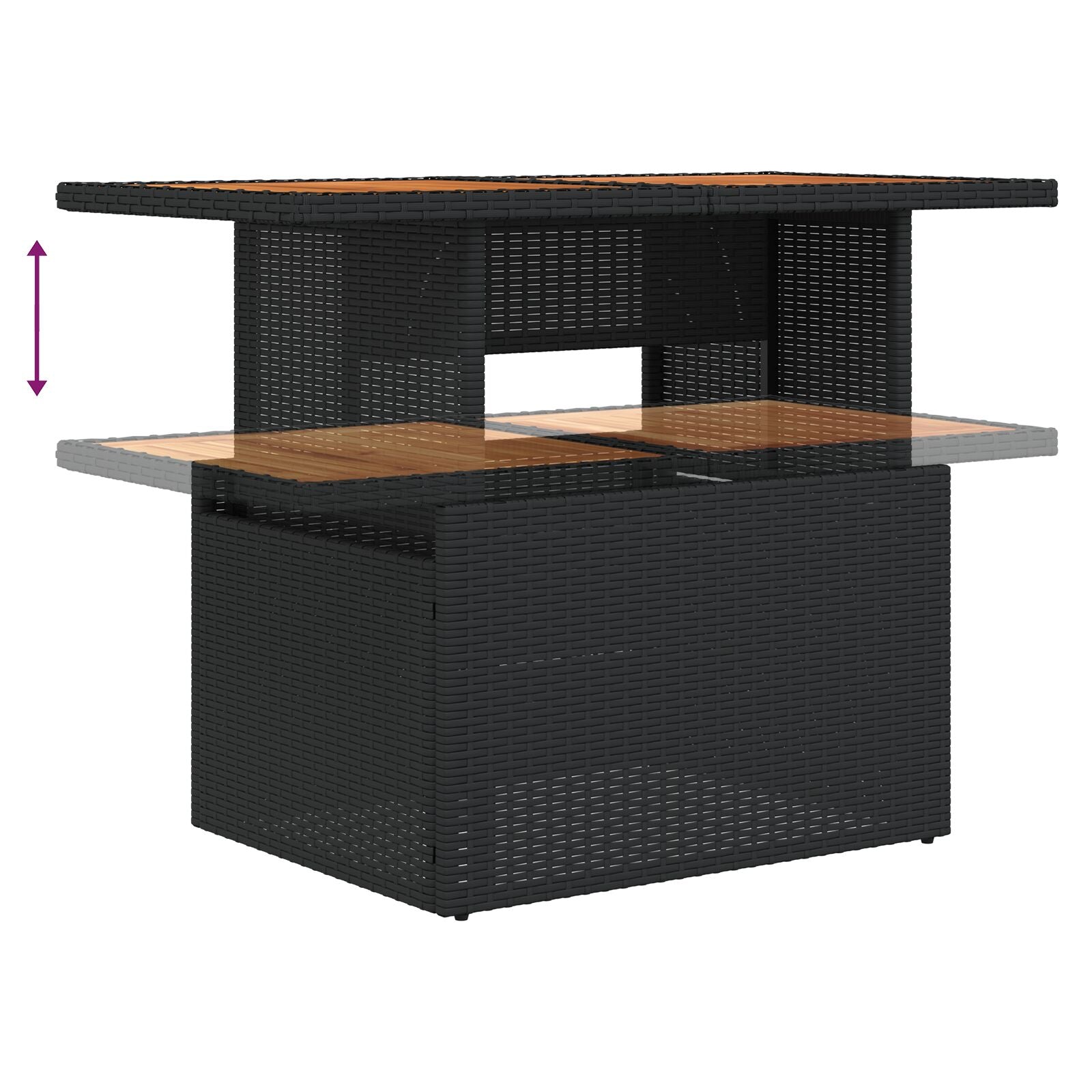 8-Delige Tuin Eettafelset Met Kussens Zwart Poly Rattan Acacia