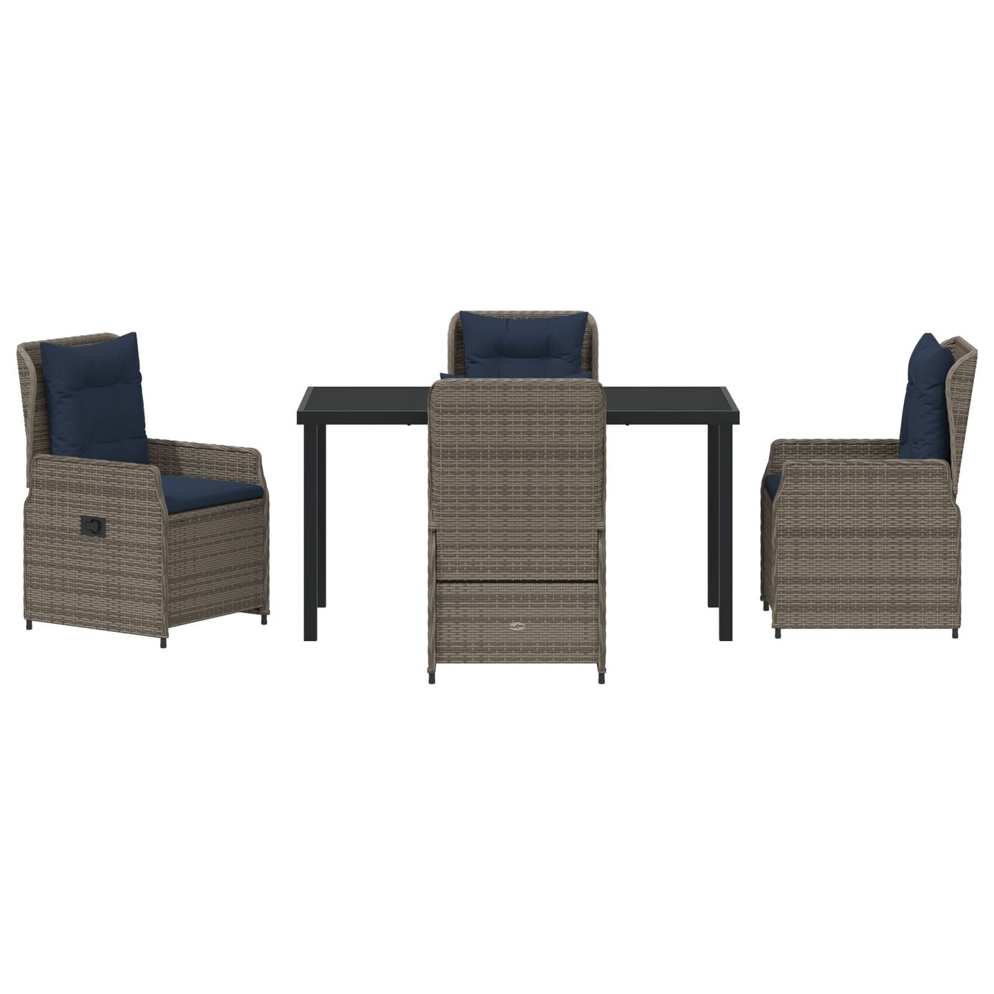 5-Delige Tuin Eetset Grijze Poly Rattan