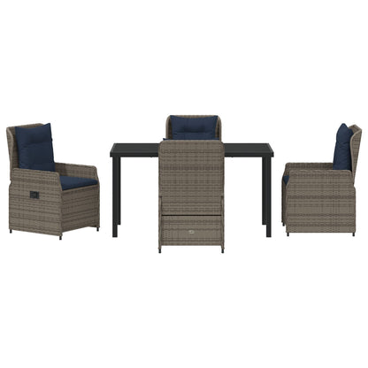 5-Delige Tuin Eetset Grijze Poly Rattan