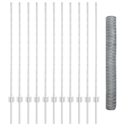 Tuin Fence Set Set Van 2 Gegalvaniseerd Staal 25 X 1.2 M Duurzaam