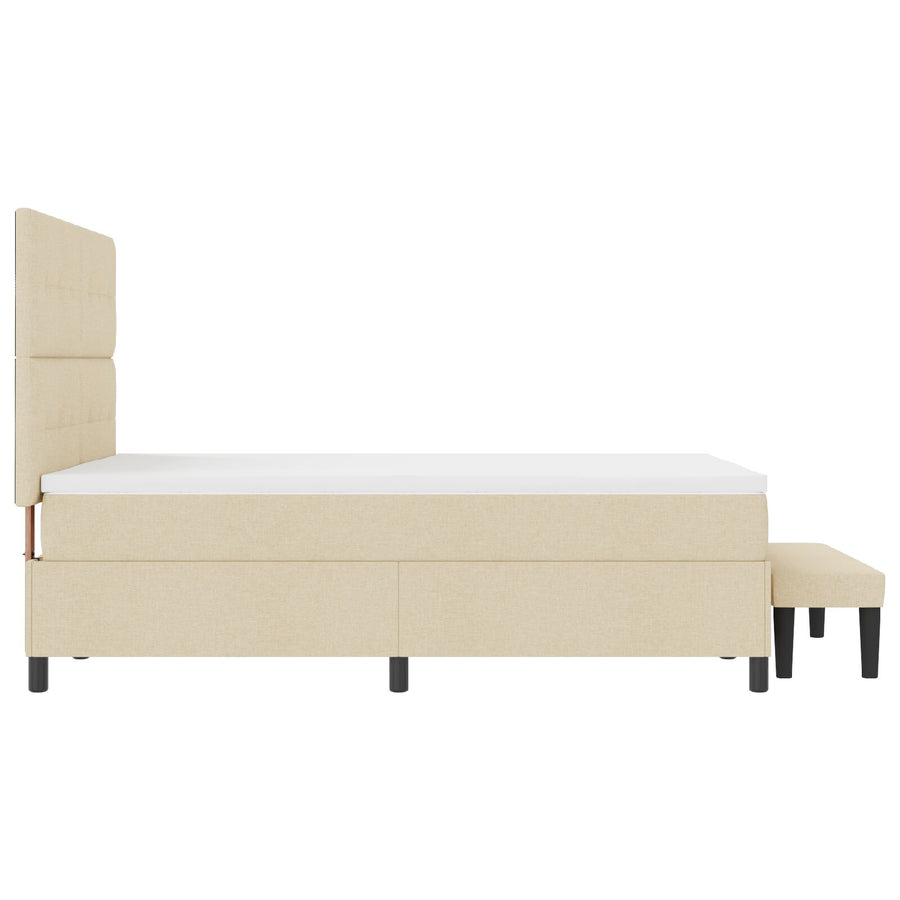 Boxspringbed Met Matras En Bench Stof Crème 160 x 200 cm Knop tufted