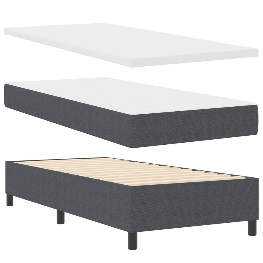 Boxspring Bed Met Matras Donkergrijs 100 X 200 Cm Corduroy Stof