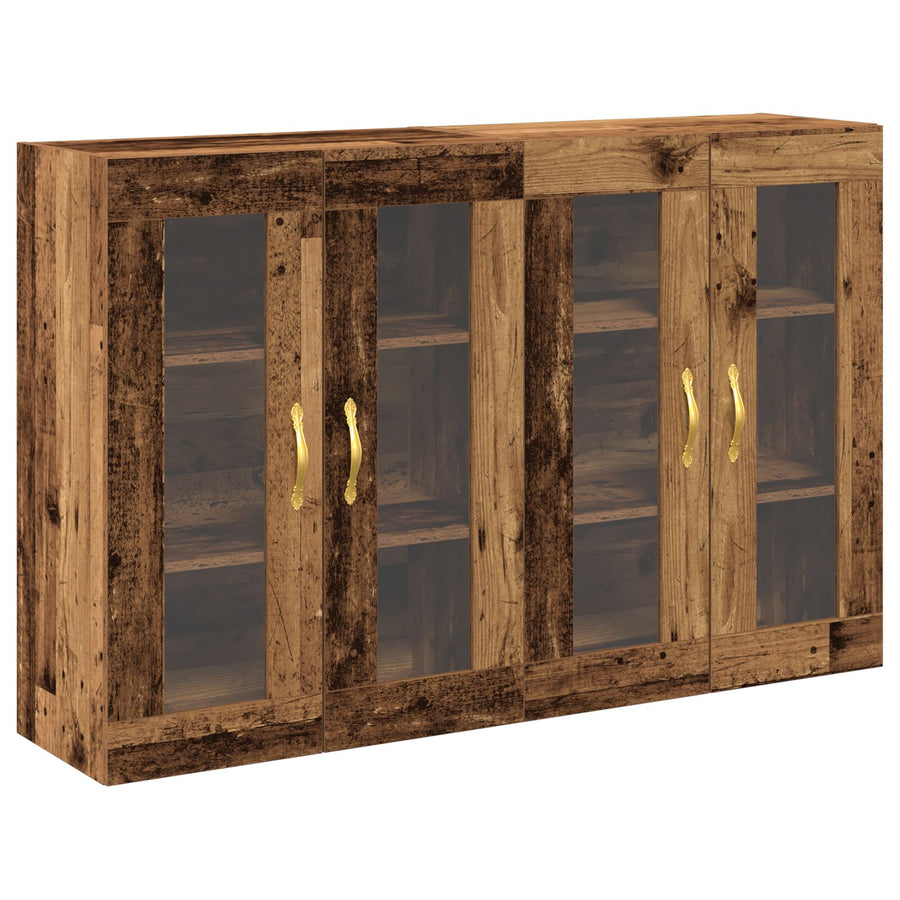 Wandkast Set Van 2 Bruin Massief Hout 139 X 34 X 90 Cm Buffet