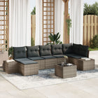 Outdoor Sofa Set with cushions and storage 7 pcs Grey poly rattan