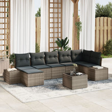 7-Delige Tuinbankset Met Kussens Zwarte Poly Rattan