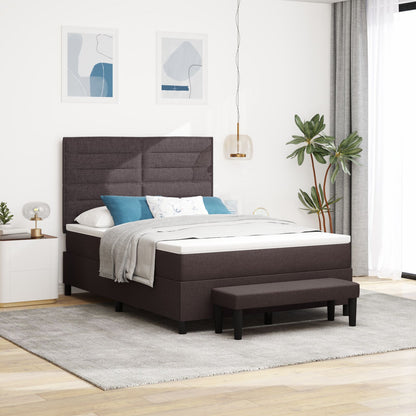 Boxspring Bed Met Matras & Bank Donkerbruin 140X190 Cm Stof Zwart