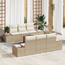 7-Delige Tuin Sofa Set Met Kussens Beige Poly Rattan Acacia