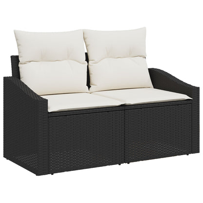 13-Delige Tuinbank Set Met Kussens Zwart Poly Rattan Acacia, 4-Delige Tuin Eet Set Met Kussens Zwart Poly Rattan Acacia, 2-Zit Tuinbank Met Kussens Zwart Poly Rattan Wit