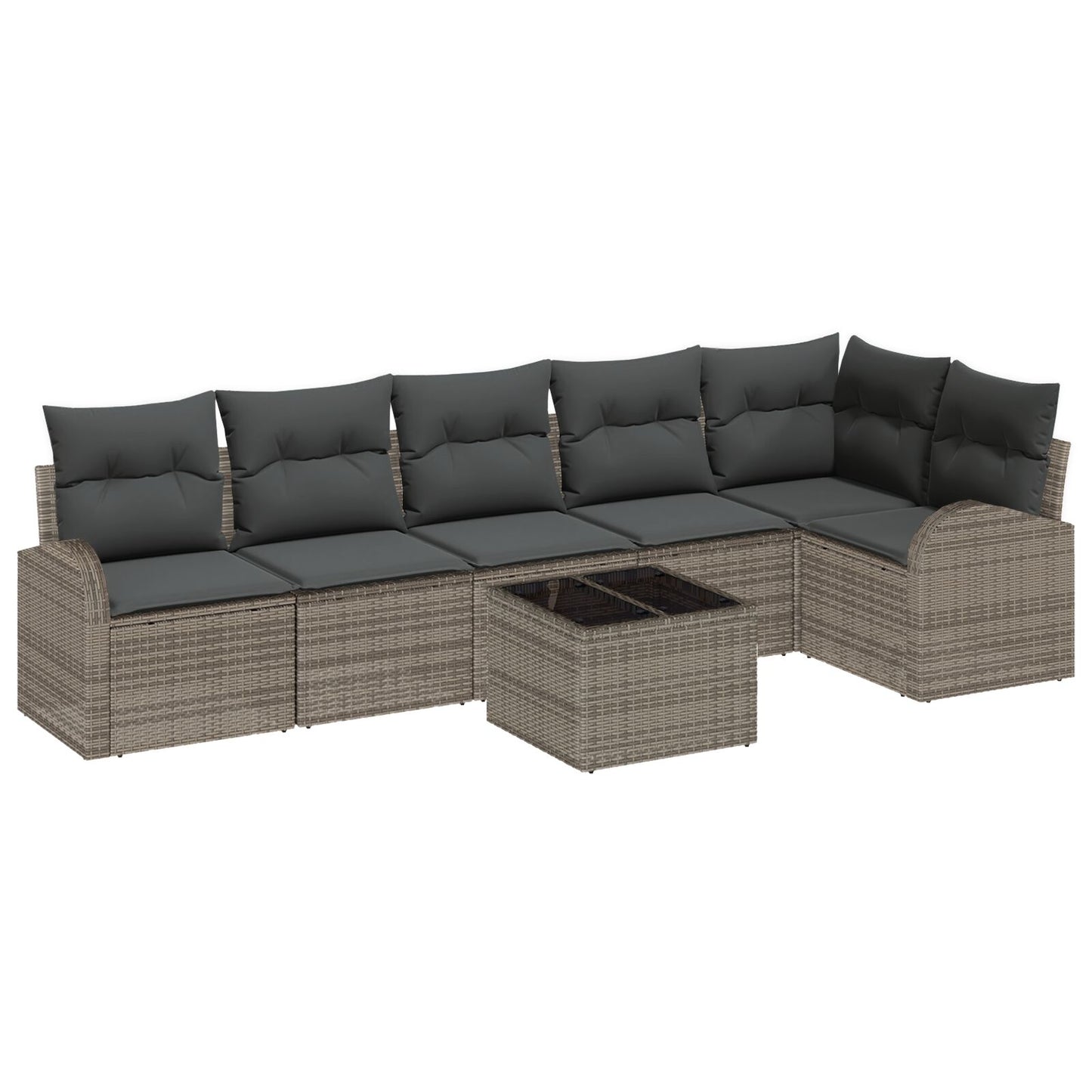 6 Delige Tuin Sofa Set Met Kussens Zwart Poly Rattan Grijs met tafel