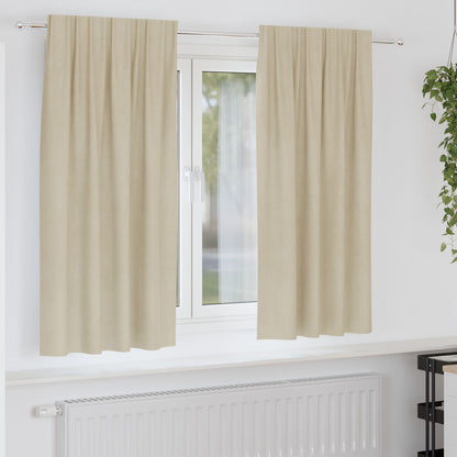 Zwarte Gordijnen Met Topband 2 Stuks Fluweel Crème 140 x 175 cm metgestikte tape