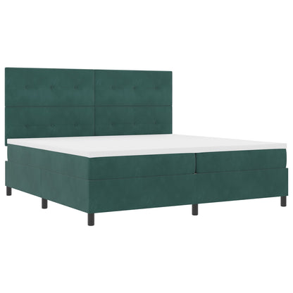 Boxspring Bed Met Matras Donkergroen 200X200 Cm Fluweel Blauw