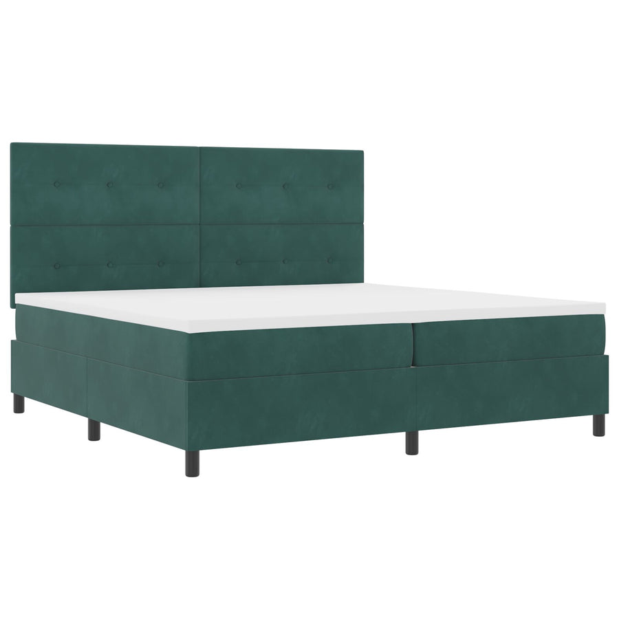 Boxspring Bed Met Matras Donkergroen 200X200 Cm Fluweel Blauw