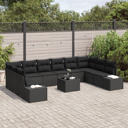 11-Delige Tuinbankset Met Kussens Beige Poly Rattan