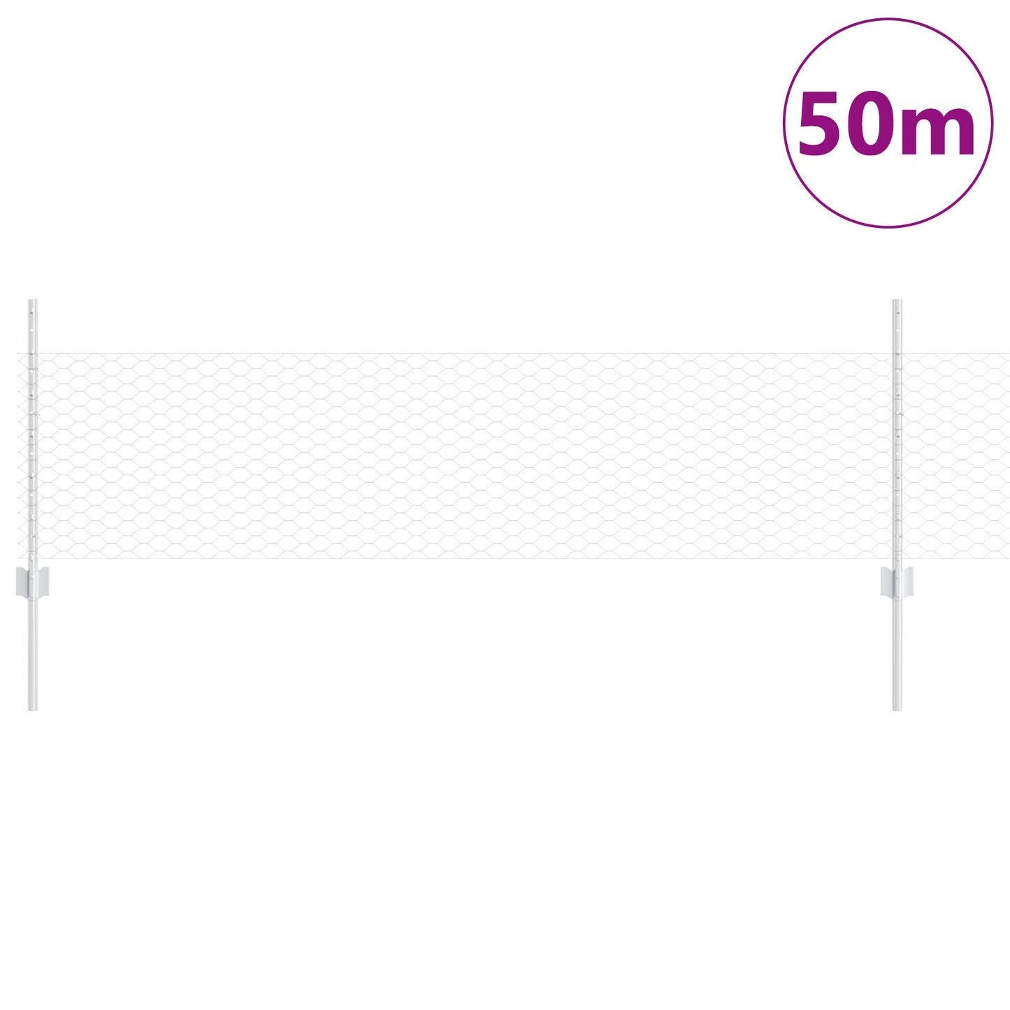 Hekpalen 11 Stuks U-Channel 60 Cm Gegalvaniseerd Staal,  Zeshoekig Hek 0.5X50 M Gegalvaniseerd Staal