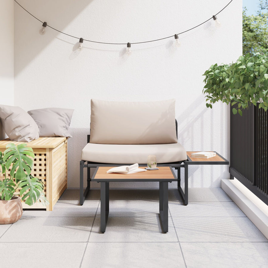 2-Delige Tuin Sofaset Losse Stoel Met Kussens Taupe