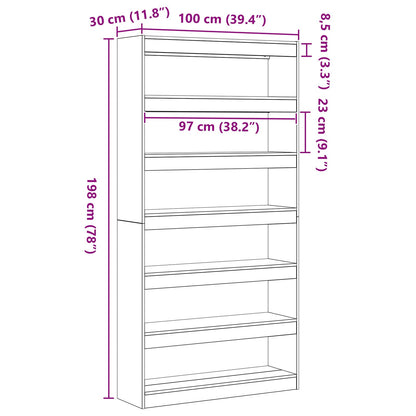 Boekenplank Grijs Bewerkt Hout 100 X 30 X 198 Cm Boekenplank