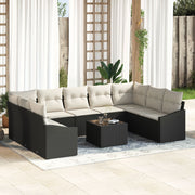 Loungeset polyrattan 9 personen zwart