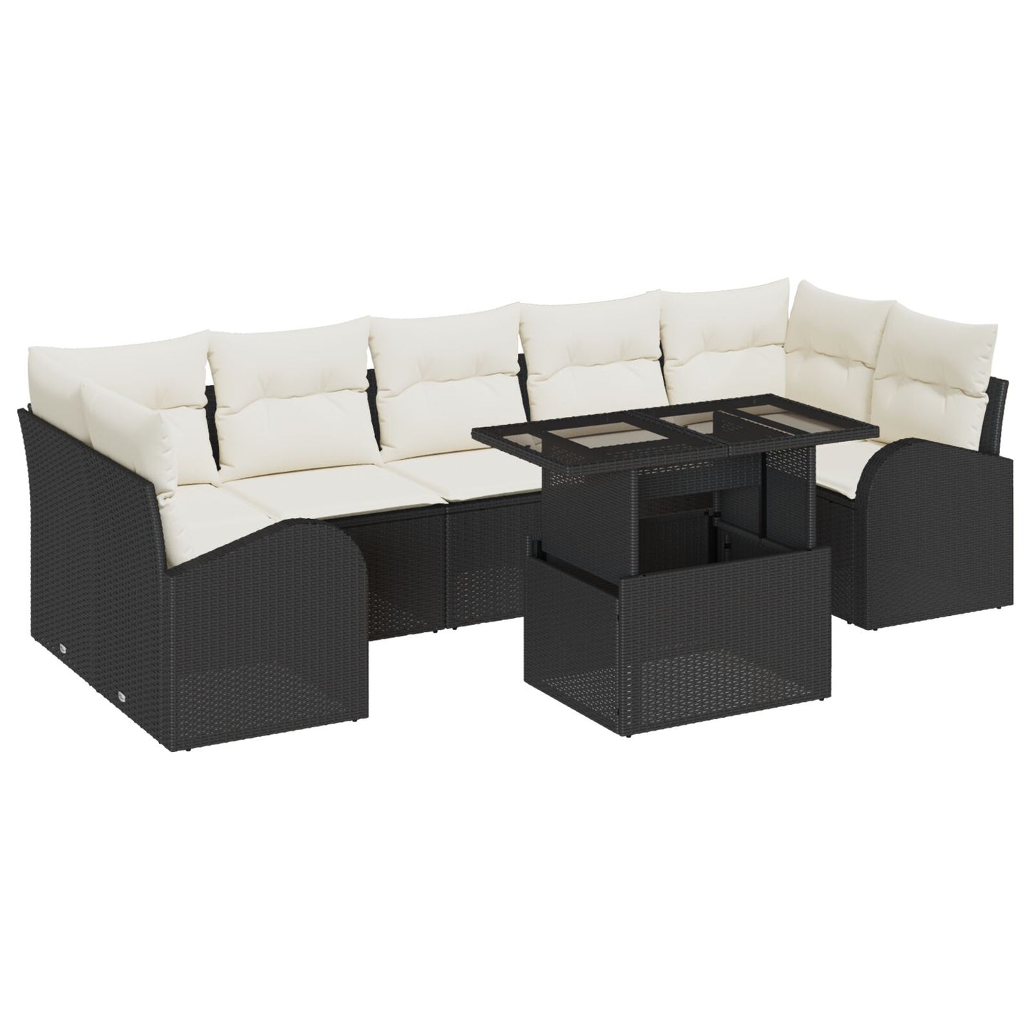 8-Delige Tuinsofa Set Met Kussens Zwarte Poly Rattan