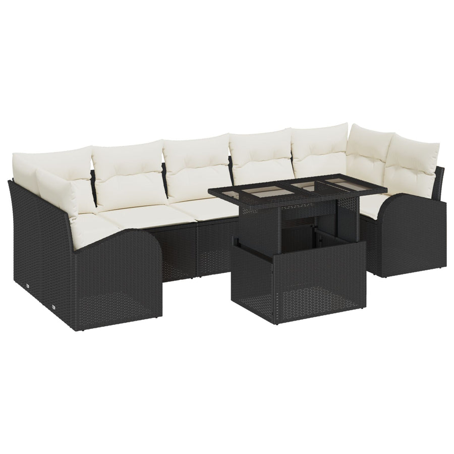 8-Delige Tuinsofa Set Met Kussens Zwarte Poly Rattan