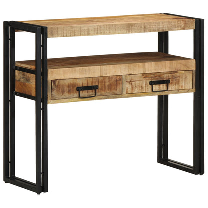 Bijzettafels Zwart En Metaal 90 x 33 x 75 cm Massief mangohout
