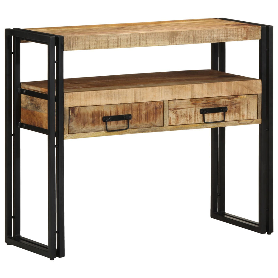 Bijzettafels Zwart En Metaal 90 x 33 x 75 cm Massief mangohout