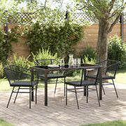 Tuinstoelenset 5-delig polyrattan zwart
