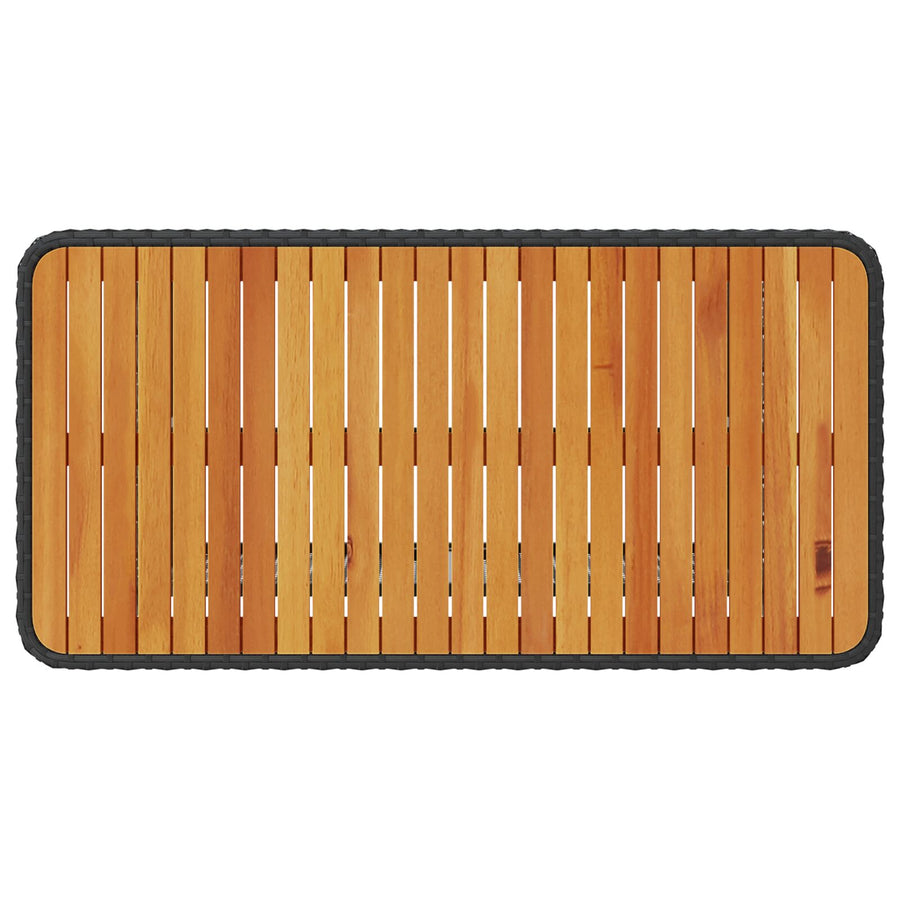 4 Delige Tuin Eettafel Set Met Kussens Poly Rattan Acacia 110 cm Zwart 3 krukken