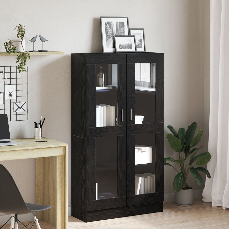 Boekenkast Zwart Eiken 82,5X30,5X150 Cm Bewerkt Hout
