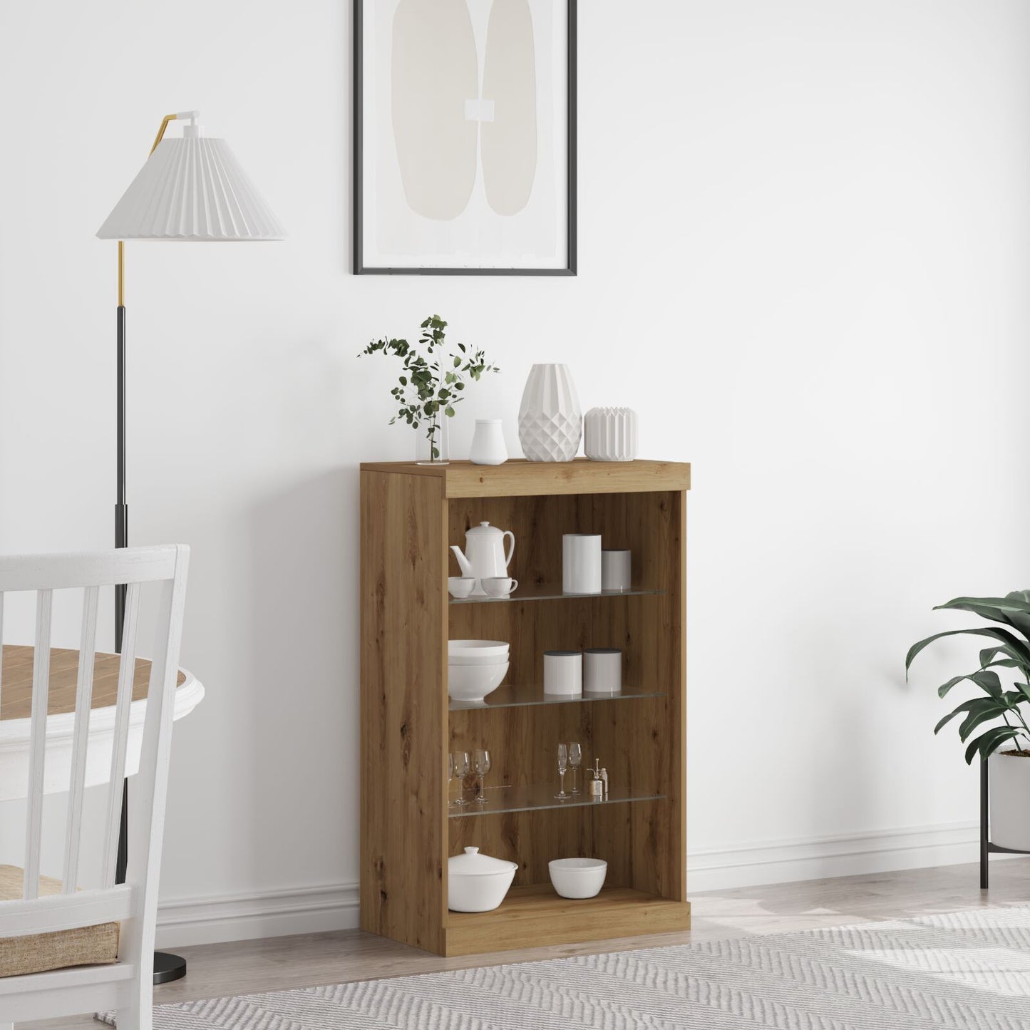 Dressoir Met Led-Verlichting Artisan Eiken 60,5X37X100 Cm