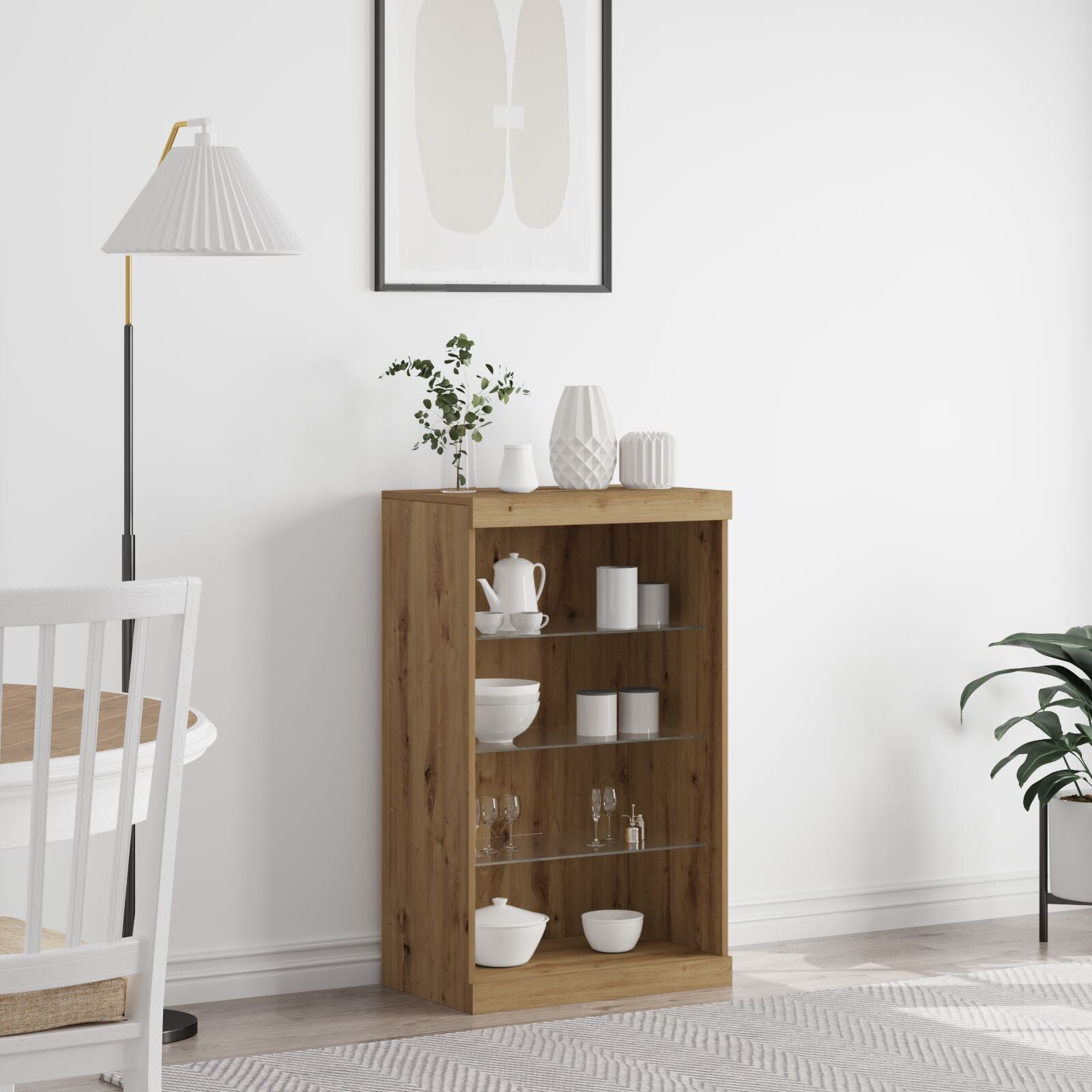 Dressoir Met Led-Verlichting Artisan Eiken 60,5X37X100 Cm
