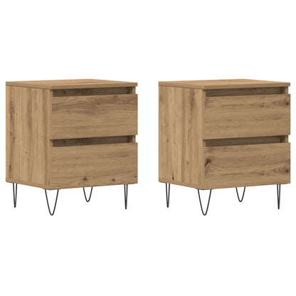Nachtkastjes 2 Stuks Ambachtelijk Eiken 40X35X50 Cm Gegaan Hout