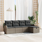 Loungebank 5-persoons poly rattan grijs met opbergruimte