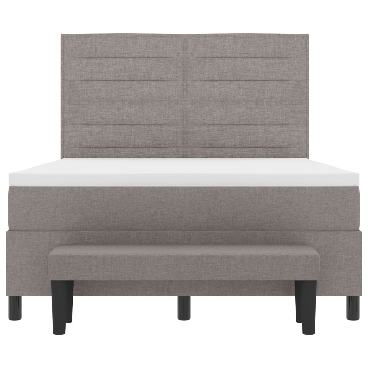 Boxspringbed Met Matras & Bank Stof Taupe 140 x 200 cm Lijnen ontwerp
