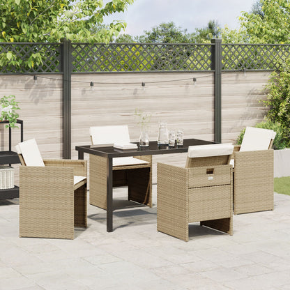 5 Delige Tuindinerset Met Kussens Beige Poly Rattan