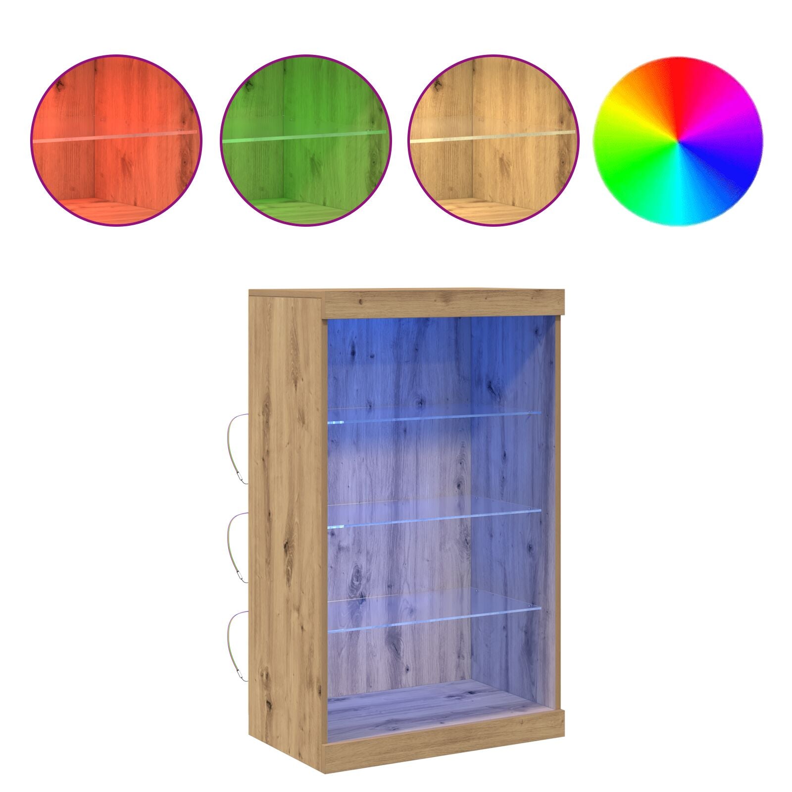 Dressoir Met Led-Verlichting Artisan Eiken 60,5X37X100 Cm