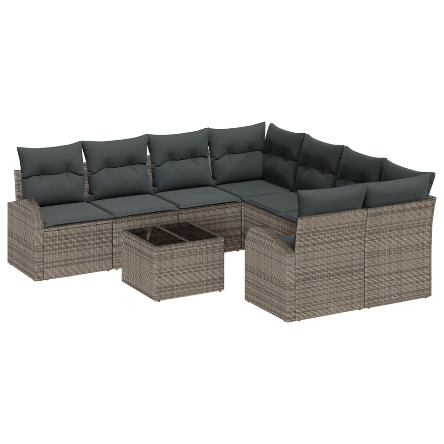 9-Delige Tuin Sofa Set Met Kussens Grijs Poly Riet