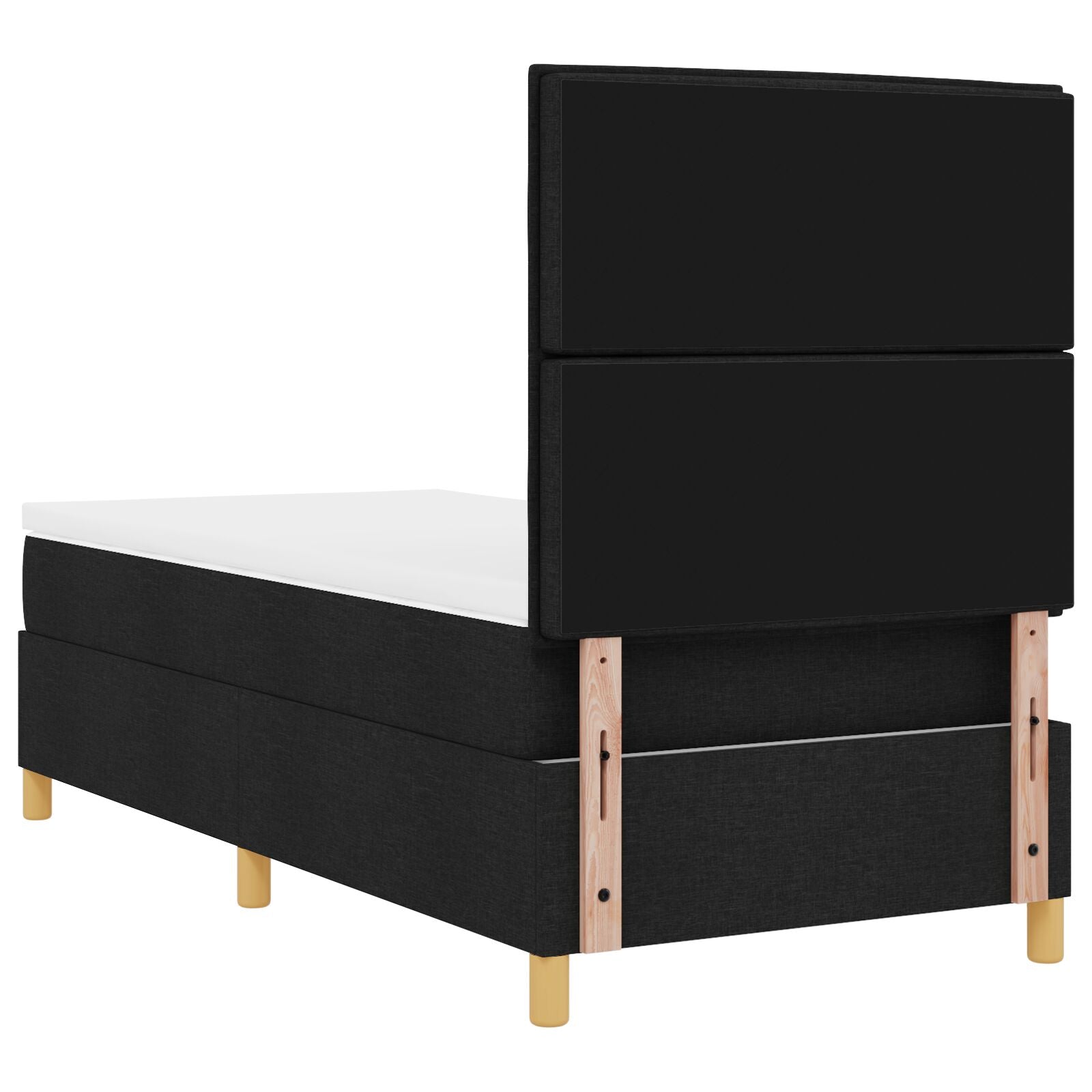 Boxspring Bed Met Matras Zwart Eenpersoons Stof Blauw