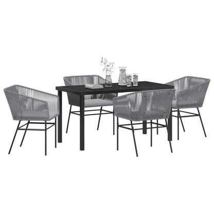 5-Delige Tuinset Met Kussens Grijs Poly Rattan