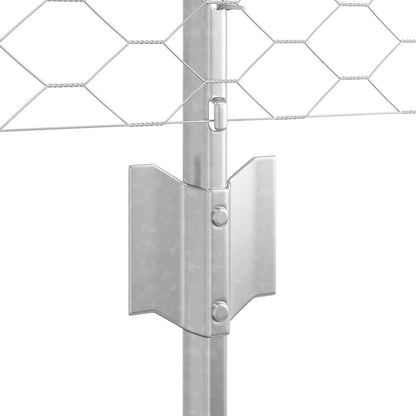 Hek Palen 5 St U-Vorm 60 Cm Gegalvaniseerd Staal,  Hexagonaal Hek 0.6X10 M Gegalvaniseerd Staal