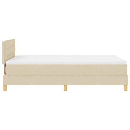 Boxspring Bed Met Matras Stof Crème 120 x 200 cm Lijnen ontwerp