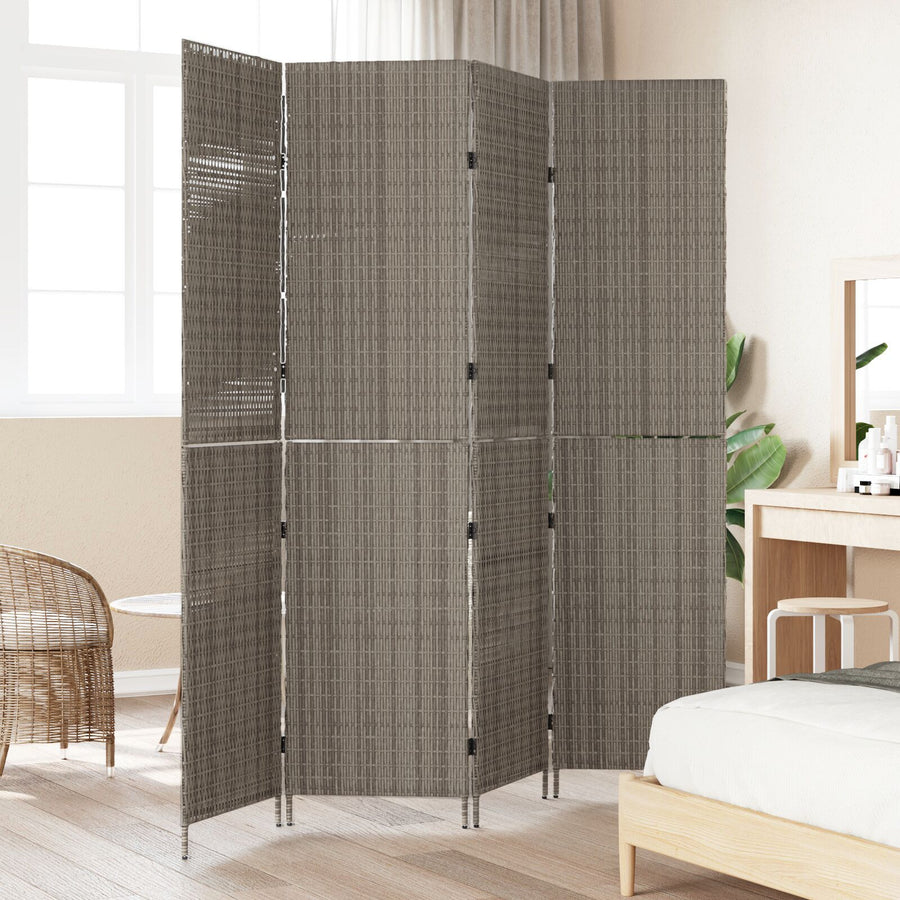 Kamerscherm Opvouwbaar 195X Poly Riet 180 cm Grijs 4 panelen