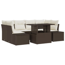 Tuin Sofa Set Set Van 7 Bruin, Crème Rattan, Stof Buiten Tafel