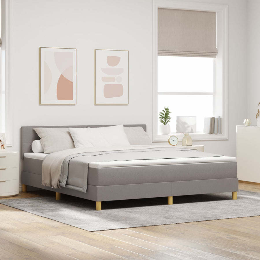 Boxspring Bed Met Matras Stof Taupe 180 x 200 cm Knoopgestikt