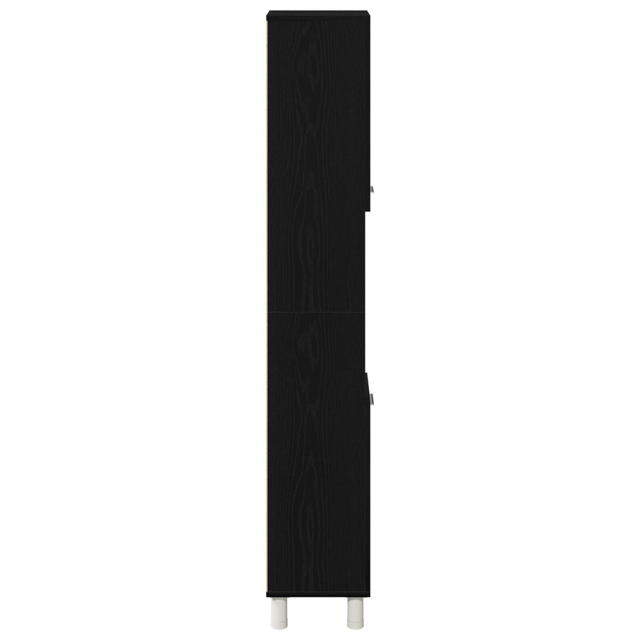 Badkamerkast Zwart Eiken 30X30X179 Cm Geengineerd Hout