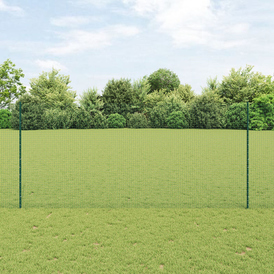 Gelaste Draad Omheining Met 11 U-Palen Groen 1.4X25 M Staal