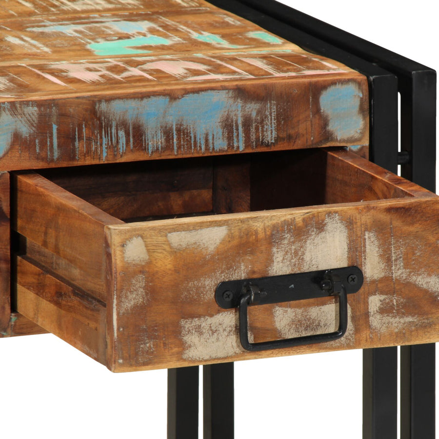 Bijzettafel Met Lade Zwart 40 x 40 x 50 cm Massief gerecycled hout