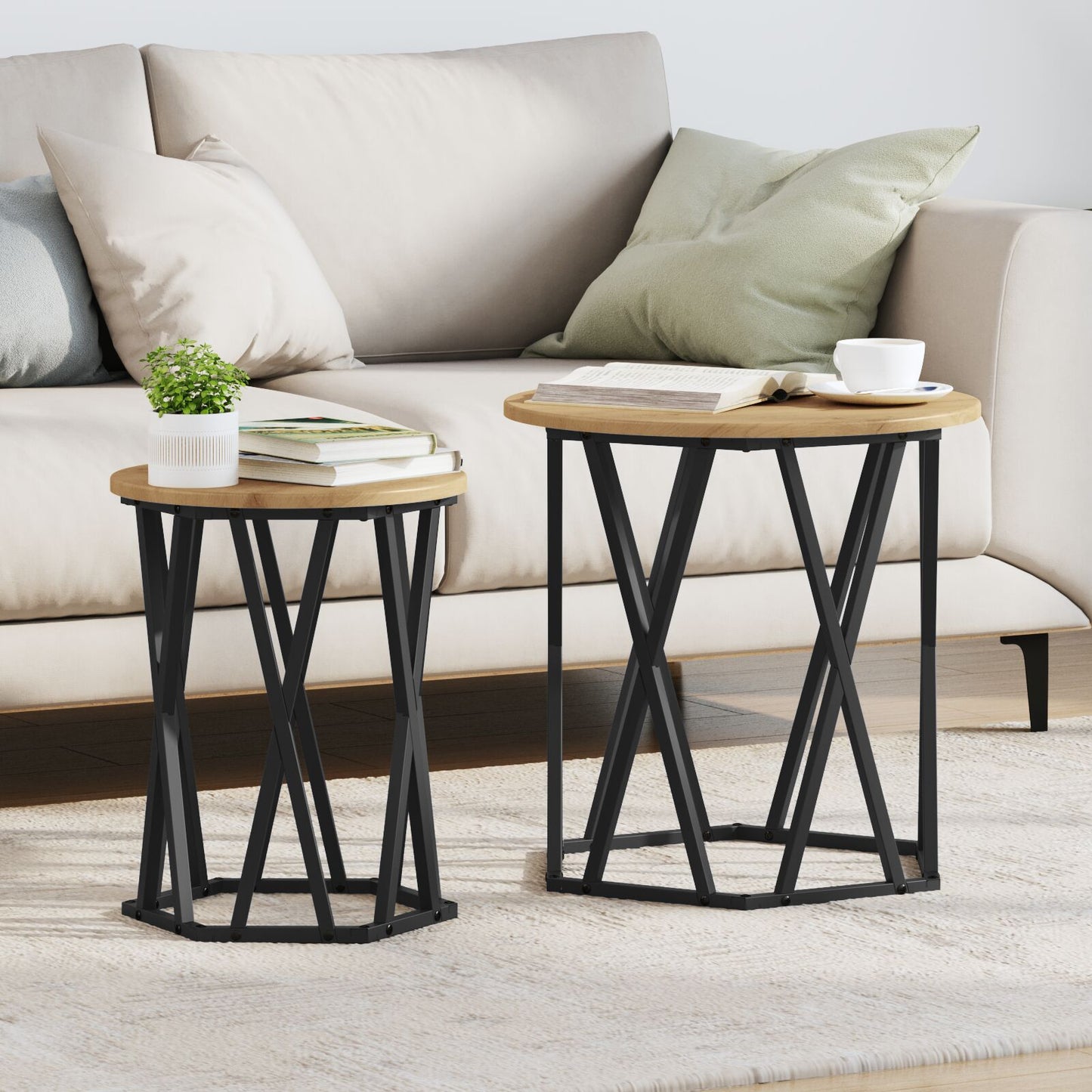Bijzettafels 2 Stuks Hout Artisan eiken