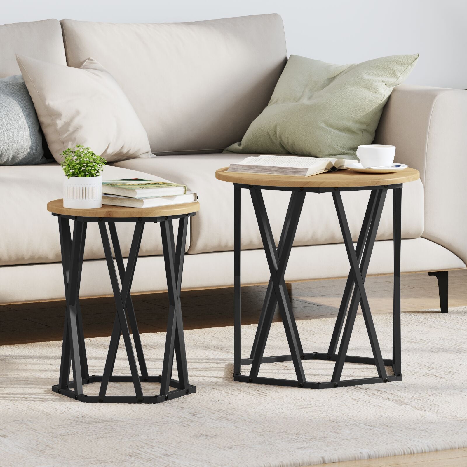 Bijzettafels 2 Stuks Hout Artisan eiken